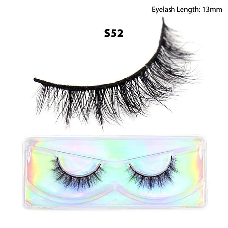 LEHUAMAO 12mm-15mm Short Natural 3D Mink Lashes Fluffy Wispy False Eyelashes 100% Cruelty Free Eyelash Extensio Face Makeup