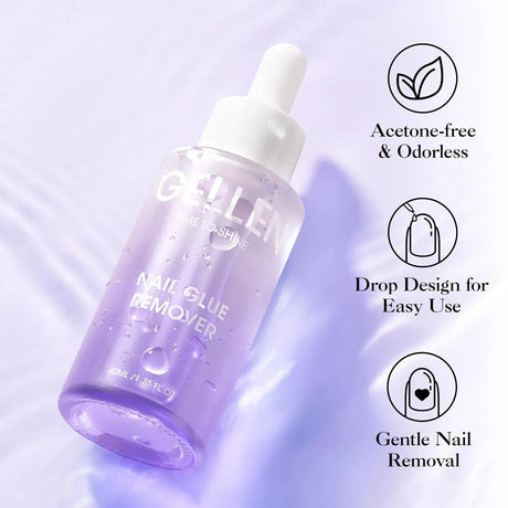 GELLEN Nail Glue Remover 40ml Gentle Formula UV Gel Removal Fake Tips Non Acetone Odorless Easy Debonder False Nails Glue Off