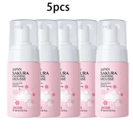 LAlKOU Japan Sakura Cleansing Mousse Facial Cleanser  Shrink Pores Deep Clean Oil Control Moisturizing Skin Care 100ml
