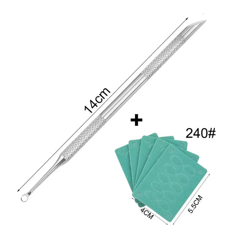 Nail Circle Beveled Head Stainless Steel Cuticle Pusher Nail Art Sanding Tablet Manicure Sticks Tool for Salon Nails Accessories