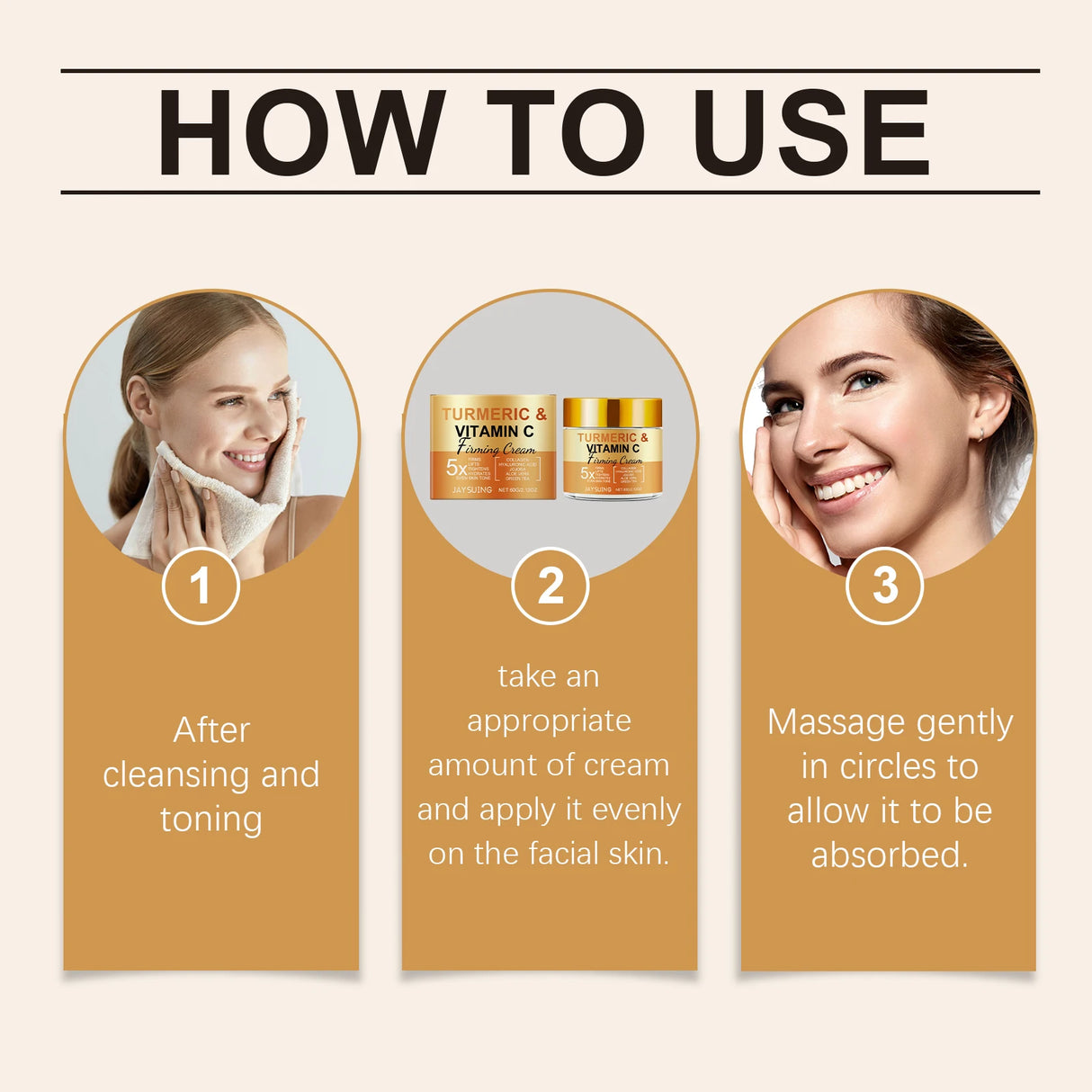 Turmeric Vitamin C Firming Face Cream Anti-Aging Remove Wrinkles Improve Dullness Moisturizing Smoothing Brighting Facial Cream
