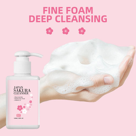 JAPAN SAKURA CLEANSER - Deep Pore Cleansing Cherry Blossom Cleanser for All Skin Types, Daily Morning & Night Skincare Routine