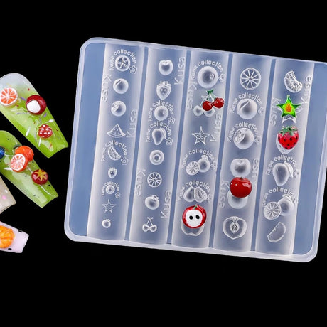 Silicone 3D Carved Template Cookie Baking Nail Mold Dog Rabbit Fish Manicure Charms Nail Art Mold Gel Design Tools Accessories