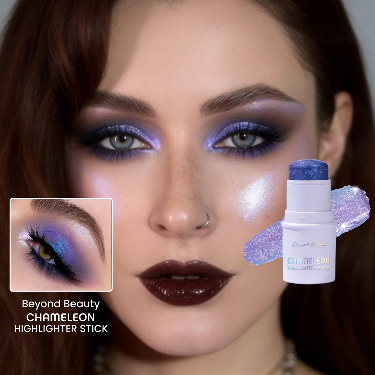 Chameleon Holographic Glitter Shimmer Highlighter Stick, Makeup for Face and Body, Color Changing Glitter Stick Under Light