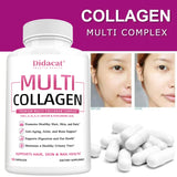 Multi Collagen Capsules Type I II III V X, Anti-Aging Supports Radiant Skin, Strong Hair Nails, Joint Cartilage & Bone Health