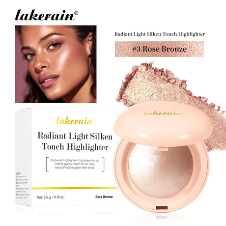 Highlighter Powder LongLasting Waterproof Face Instant Silky Skin Glow Baked Shimmer Illuminator Makeup Contouring Glitter