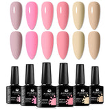 6pc All-Season Colors Gel Nail Polish Set UV LED Soak Off Nail Art Supplies Semi Permanent DIY Manicure Salon Nails Design