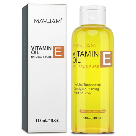 MAYJAM 236ml/118ml Pure Natural Vitamin E Oil Moisturizing for Skin & Face Care,Body Oil for Spa Massage D-Alpha Tocopherol