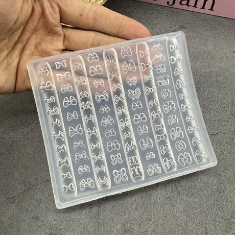 1Pcs 3D Bowknot Silicone Nail Art Mold 90Shapes Sweet Ribbon Nails Templates DIY Design Manicure Stencils For Nail Charms Molds