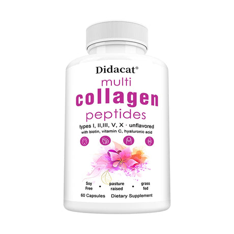 Multi Collagen Peptides Softgel - Type I, II, III, V, X for Women & Men, Supports Skin Hair Nail & Joint Health