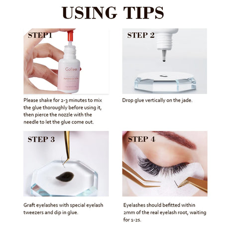 Gollee 0.5s Fast Dry Lash Adhesive Long Lasting 6-8 Weeks Eyelashes Glue for Eyelash Extensions No Irritation Glue Makeup Tools