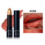 15Colors Metallic Glitter Lipstick Waterproof Lasting Diamond Pearlescent Metallic Lipstick Blue Lip Gloss Women Makeup Cosmetic