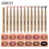 Double Head Black Lip Liner&Brush Pen Mist Matte Velvet Contour Tint Lipstick Pencil Long Lasting Nude Brown Natural Lip Makeup