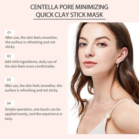 Centella Asiatica Facial Clay Mask Stick Pore Minimizer Oil Control Smooth Skin Brightening Refreshing Blackhead Remover Mask