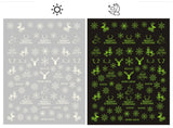 Sliver Bronzing 3D Christmas Nail Art Decoration Sticker Sparkly White Colorful Glitter Geometry Snowflake Winter Slider Foil