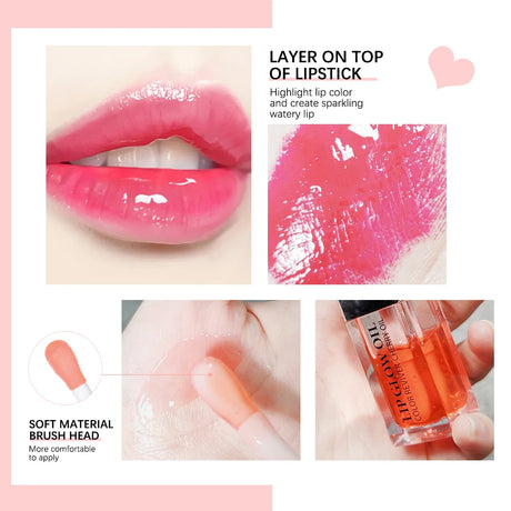 3pcs Moisturizing Plumping Lip Glow Oil Tinted Lip Plumper Serum Reduce Lip Lines Lip Coat Primer For Lipstick Daily Party Gift Lip Care Makeup