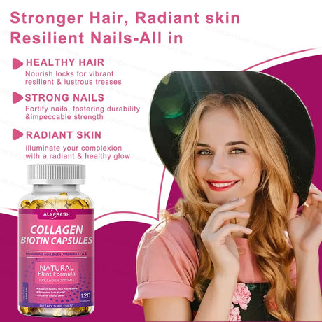 Hydrolyzed Collagen -  Antioxidant for Hair, Skin, Nail, Bones, Joint Health Support - with Vitamin C, Biotin