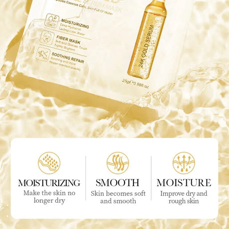 10-Piece Set Sadoer 24K Gold Vitamin C Hyaluronic Acid Mask Moisturizing Firming Hydrating Facial Care Mask Skincare Products