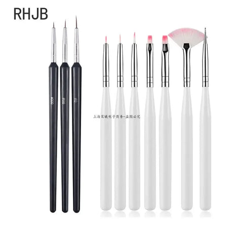 New 2025 Multiple nail art nail brush Design Tip Drawing Carving Dotting Nail Pen Builder Flat Liner Acrylic Gel Polish Manicure