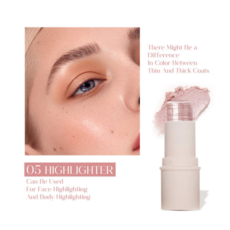 YOUNG VISION Face Contour Highlighter Stick, Dual-Ended Cream Concealer Shading Stick for Nose, Collarbone, Natural 3D Makeup
