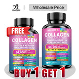 Buy 1 Get 1 Free! Pure Collagen Supplement, for Skin Firmness, Joint Health & Hair Growth, Promotes Youthful Glow, Non-GMO
