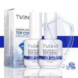 TWOING 15ml New Super Shine Top Coat Gel Nail Polish Diamond Topcoat No Wipe Sealer Gel Finish Manicure Nail Art Salon Quality