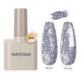 MAYCHAO Gel Nail Polish 12ML Full Coverage Base Top Coat Soak Off Gel Polish UV LED Gel Semi Permanent Varnishes Design Nail Art