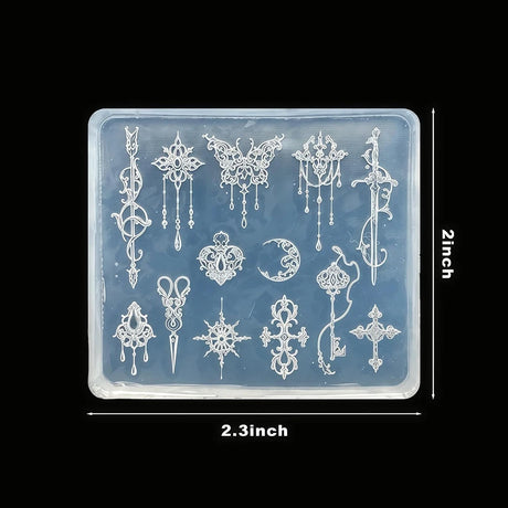 3D Baroque Pattern Gel Nail Art Mold Butterfly Moon Resin Sword Molds for Manicure Accessories Supplies Arrow Silicone Mold