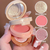 Shell Pearl Blush For Flower Knows Relief Matte Silk Satin Embossed Blush Makeup Long Lasting Brighten Blusher Pallet For Gift