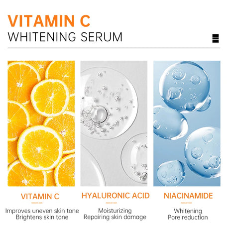 JoyPretty Vitamin C Whitening Face Serum Hyaluronic Acid Dark Spots Removal Moisturizing Facial Serum Skin Care Products