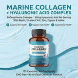Marine Collagen Complex Capsules - Hyaluronic Acid Biotin, Support Skin Hair Nail Condition, Joint Cartilage & Body Wellness