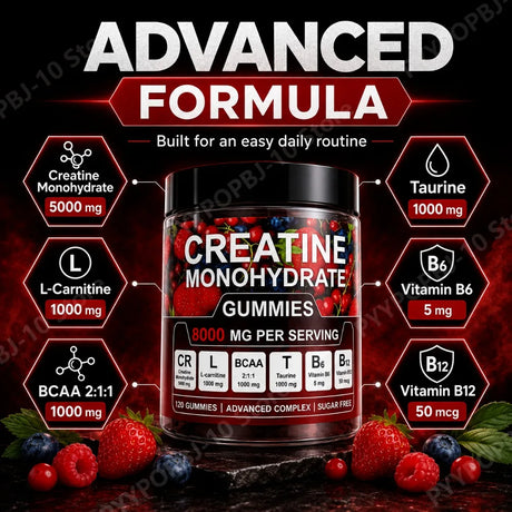 Creatine Monohydrate Gummies And Vitamins NEW 8000 mg SUGAR FREE