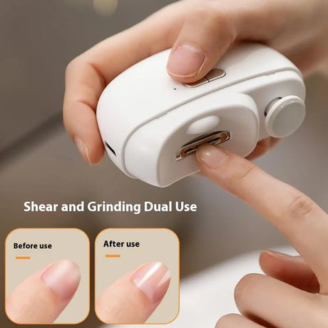 Electric Nail Clipper Cutter with LED Light 2 IN 1 Automatic Nail Grinder Trimmer for Baby Adult Mini Manicure Tools Nail Care
