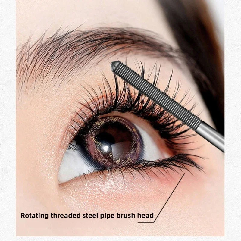 Metal Iron Lashes Mascara Waterproof Silk Fiber Mascara Black Long Curling Eyelash Extensions Non-clumping Eyes Makeup Cosmetics