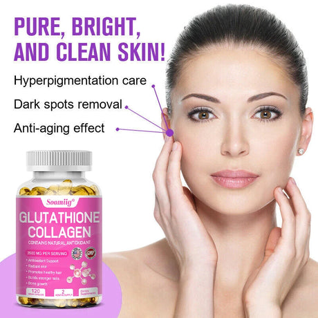 Collagen with Glutathione, Advanced Hydrolyzed Formula for Optimal Absorption, Skin, Hair, Nails & Joints, Natural Antioxidant Supplements
