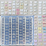 1Pcs 3D Bowknot Silicone Nail Art Mold 90Shapes Sweet Ribbon Nails Templates DIY Design Manicure Stencils For Nail Charms Molds