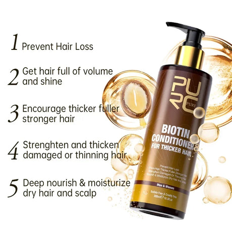 PURC Biotin Hair Shampoo Conditioner for Men Women Scalp Cleaning Hair Root Nourish Oil Smoothing Hair Mask Care Products Set