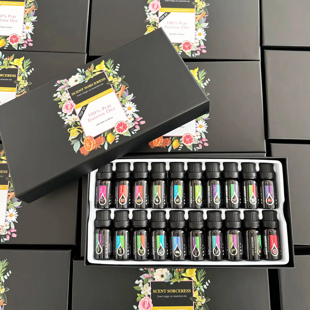 20pcs/set Essential Oil Set Lavender Eucalyptus Sweet Orange Lemon Massage Spa Aromatherapy Fragrance Oil for Humidifier Diffuse