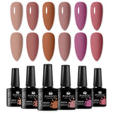 6pc All-Season Colors Gel Nail Polish Set UV LED Soak Off Nail Art Supplies Semi Permanent DIY Manicure Salon Nails Design