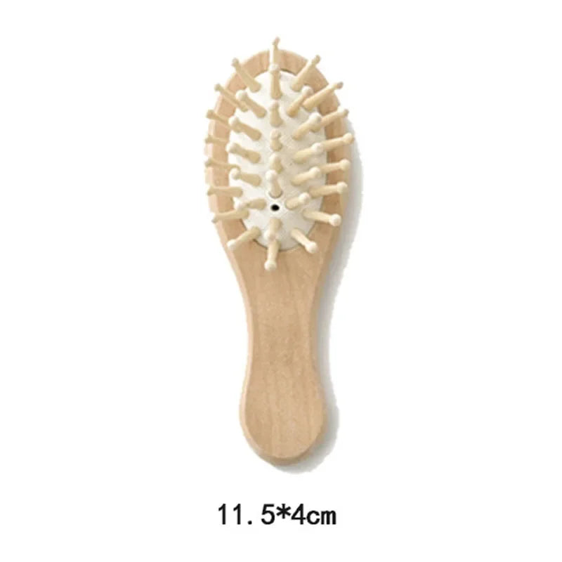 Newborn Wooden Hair Comb Natural Wool Comb Hair Brush Infant Head Massager Portable Little Child Accessories for Newborn Baby
