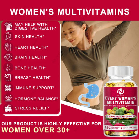 Daily Women's Multivitamin - Super Vitamins (A B C D E K) + Iron + Zinc + Organic Non-GMO Ingredients - Women's Multivitamin