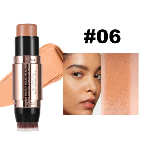 Double Head Highlighter Stick Contour Stick Waterproof Natural Silky Smooth Face Contouring for Nose Shadow With Makeup Brushes