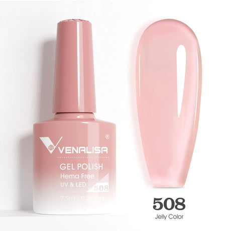 VIP5 Venalisa Nail Gel Polish Jelly Color HEMA/TPO FREE Nude Pink Semi Permanent Soak Off UVLED Gel Polish Sparkle Gel Varnish