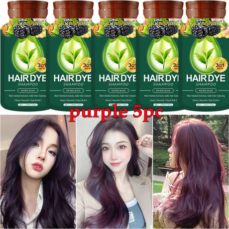 Pure Natural Herbal Hair Dye Shampoo Change Hair Color Cover Gray Hair White Hair Treatment Bubble Plant Hair Dye Hair Care