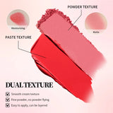 2Color Blush Cream and Brush Powder Long-lasting Wearing High Pigment Natural Matte Blush For Girl Blush Cosmtics