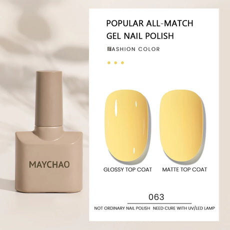 MAYCHAO Gel Nail Polish 12ML Full Coverage Base Top Coat Soak Off Gel Polish UV LED Gel Semi Permanent Varnishes Design Nail Art