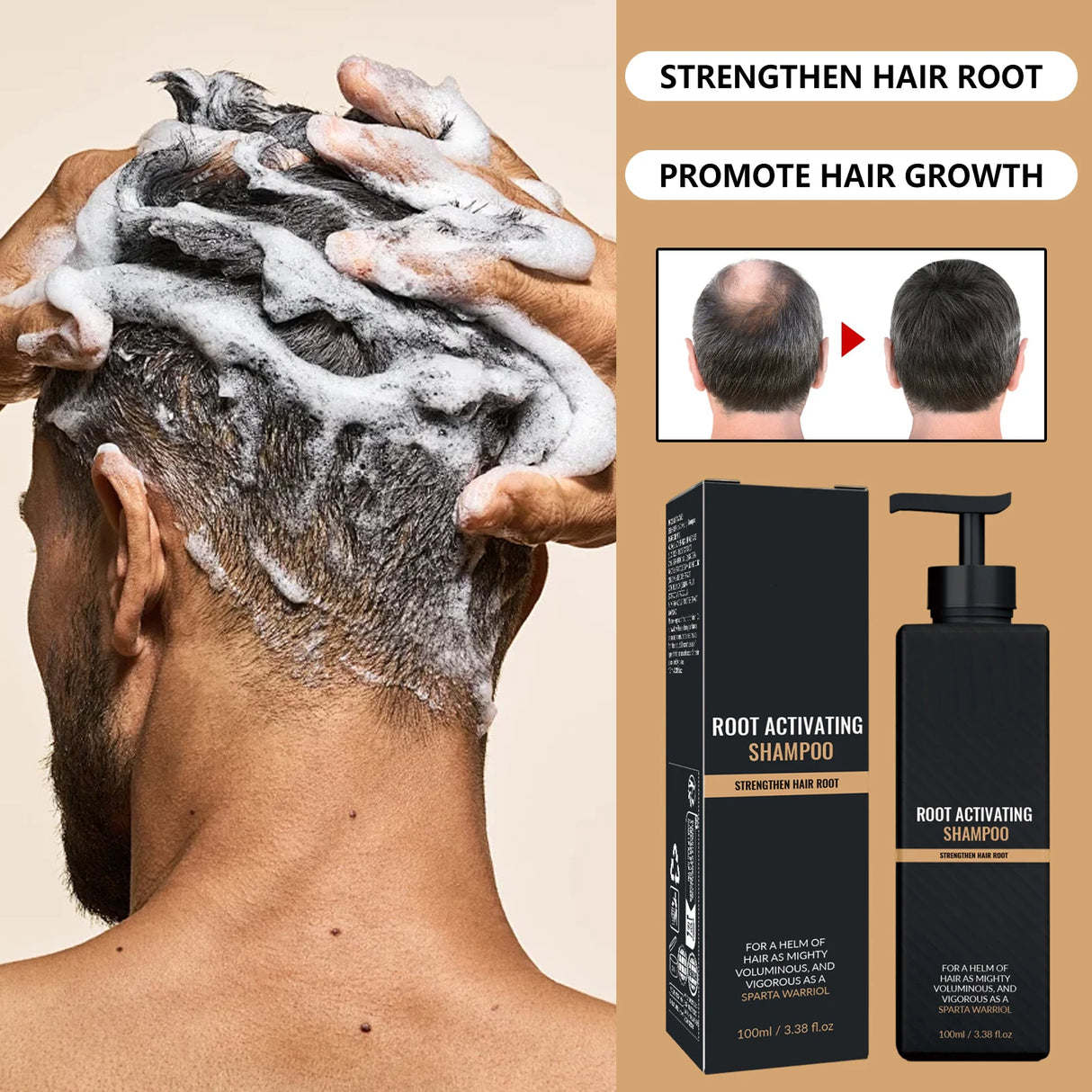 Men Shampoo Scalp Care Shampoo Deep Cleansing Ginger Licorice Volumizing Daily Hair Wash Improve Volume Thinning Hair 100ml