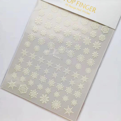 Sliver Bronzing 3D Christmas Nail Art Decoration Sticker Sparkly White Colorful Glitter Geometry Snowflake Winter Slider Foil