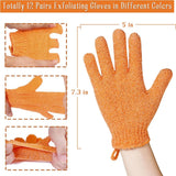 24 Pieces Exfoliating Bath Gloves, Beauty Spa Massage Skin Shower Gel Body Scrub Gloves with Loops - 12 Colors