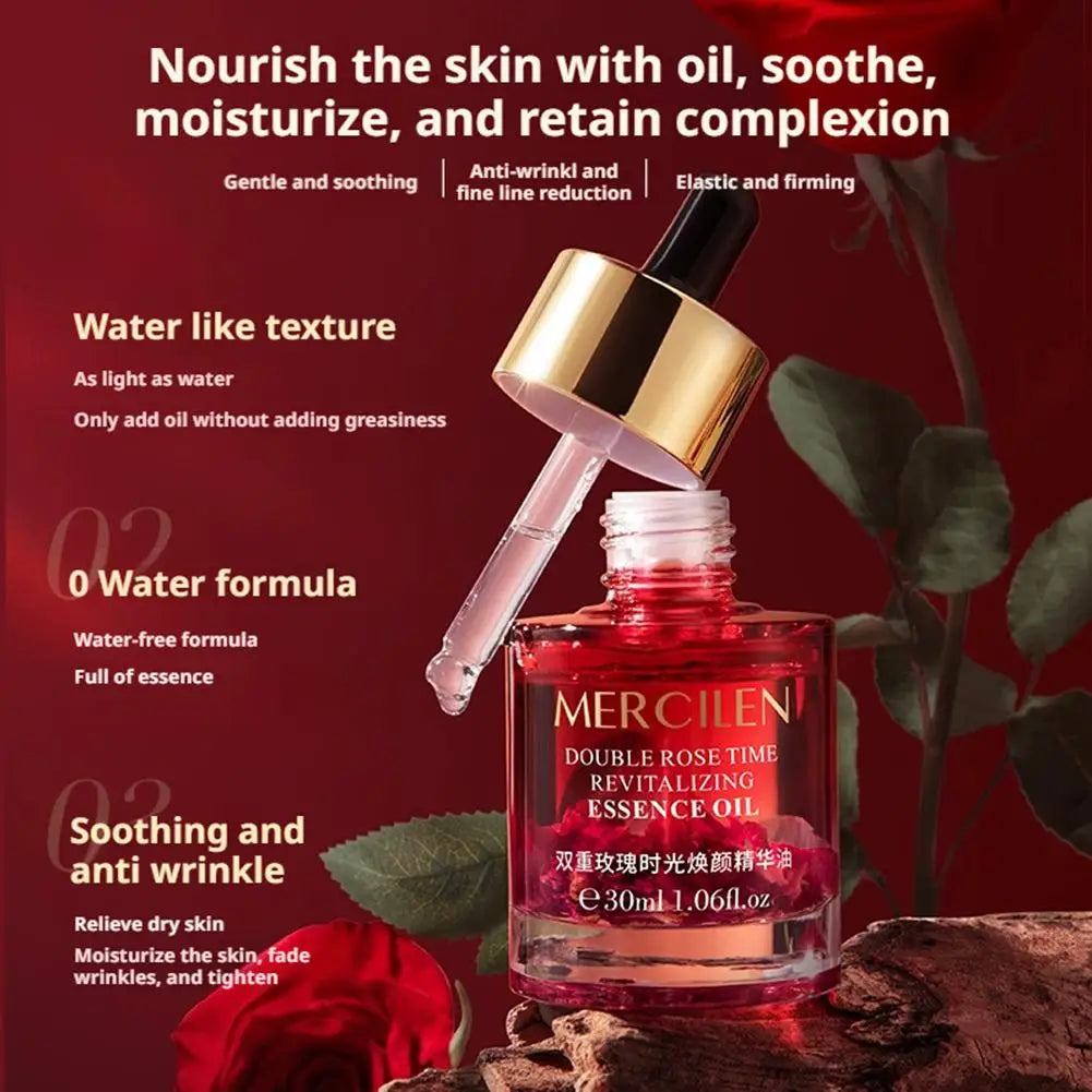 1/2/3pcs 30ML Double Rose Petal Radiance Essence Oil Facial Care Tightening Moisturizing Brightening Face Serum Korean Skin Care